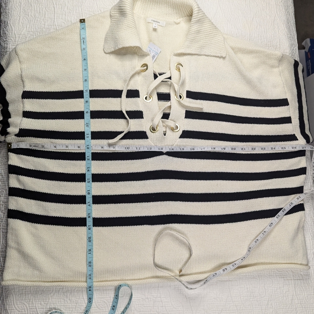 Maurice's Stripe Oversized Lace Up Front Collar‎ Sweater Size 2X NWT - Picture 5 of 12